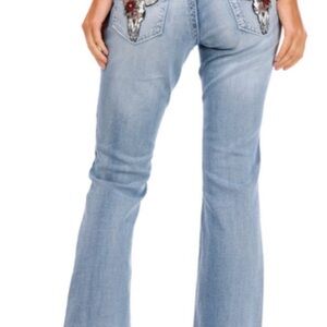 Women's Light Blue Embroidered Jeans